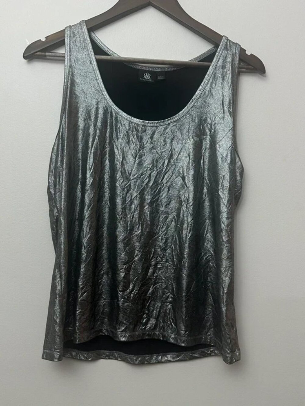 Rock & Republic Silver Metallic Tank Top Large